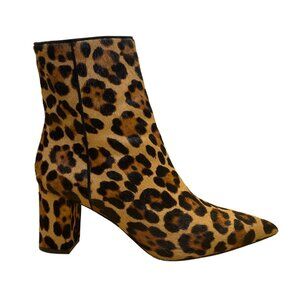 J. Crew Women’s Brown Leopard Print Calf Hair Block Heel Ankle Boots Size 8.5